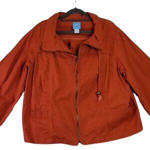Lara Lane Women's Size 16W ORANGE Rust Zip Front Denim Jacket